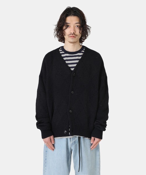 marka（マーカ）の「marka / マーカ：CARDIGAN - cotton × silk nep yarn -：M23A-06SW01C[COR]（カーディガン/ボレロ・メンズ・インディゴブルー/ブラック・2/1）」の19枚目の写真