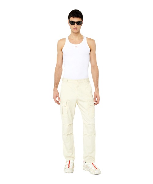 DIESEL ディーゼル　ホワイトカーゴパンツ 多機能ポケット付き ホワイト（白）系 DIESEL(ディーゼル) カーゴパンツ(メンズ