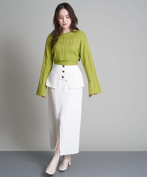 A de a.v.v（アードアー・ヴェ・ヴェ）の「［SET UP対応］レイヤードナロースカート（スカート・レディース・アイボリー/ブラック・38/36）」の5枚目の写真