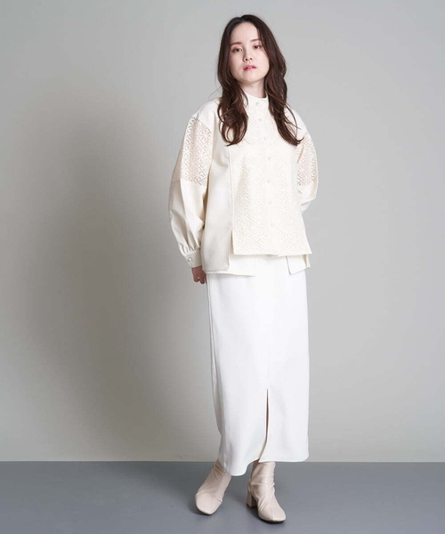 A de a.v.v（アードアー・ヴェ・ヴェ）の「［SET UP対応］レイヤードナロースカート（スカート・レディース・アイボリー/ブラック・38/36）」の6枚目の写真