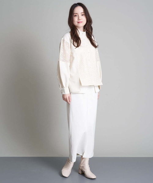 A de a.v.v（アードアー・ヴェ・ヴェ）の「［SET UP対応］レイヤードナロースカート（スカート・レディース・アイボリー/ブラック・38/36）」の7枚目の写真