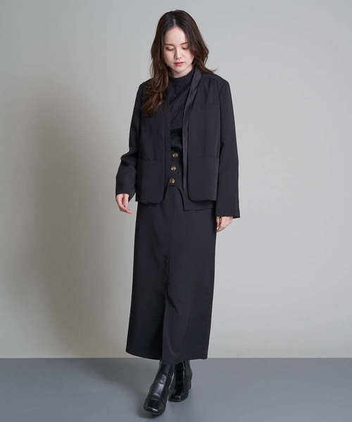 A de a.v.v（アードアー・ヴェ・ヴェ）の「［SET UP対応］レイヤードナロースカート（スカート・レディース・アイボリー/ブラック・38/36）」の9枚目の写真