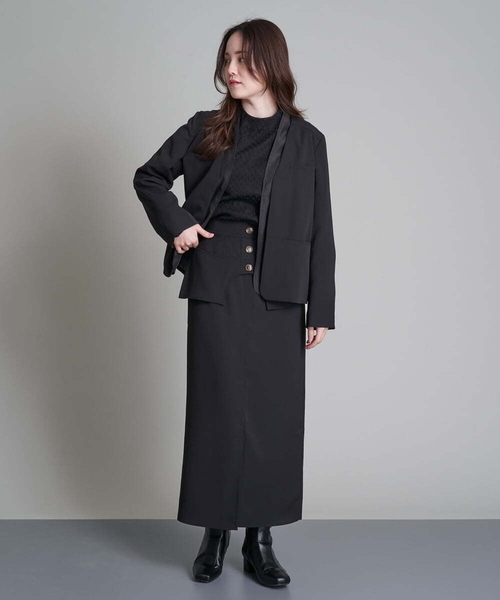 A de a.v.v（アードアー・ヴェ・ヴェ）の「［SET UP対応］レイヤードナロースカート（スカート・レディース・アイボリー/ブラック・38/36）」の10枚目の写真