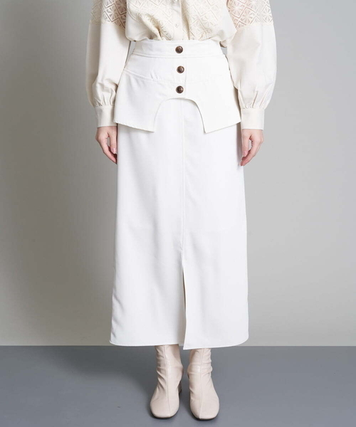 A de a.v.v（アードアー・ヴェ・ヴェ）の「［SET UP対応］レイヤードナロースカート（スカート・レディース・アイボリー/ブラック・38/36）」の11枚目の写真