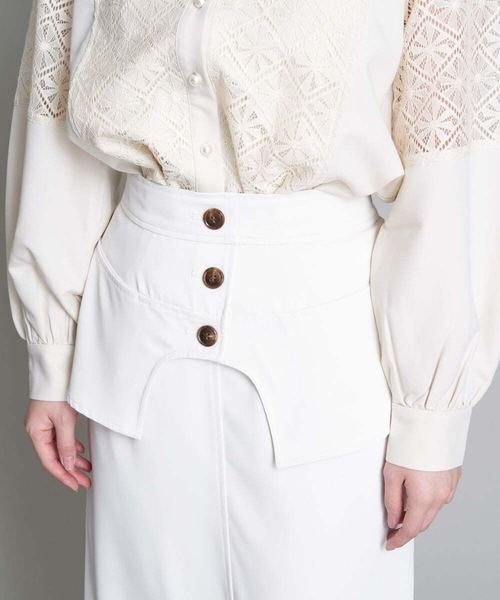 A de a.v.v（アードアー・ヴェ・ヴェ）の「［SET UP対応］レイヤードナロースカート（スカート・レディース・アイボリー/ブラック・38/36）」の17枚目の写真