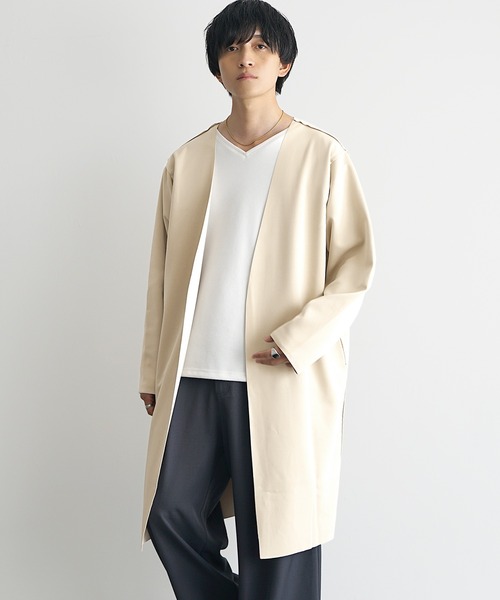 MinoriTY】リバーシブルロングカーディガン ノーカラー メンズ 無地