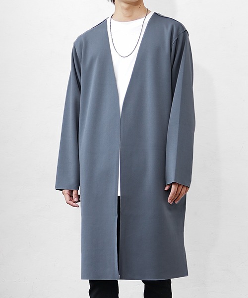 MinoriTY】リバーシブルロングカーディガン ノーカラー メンズ 無地