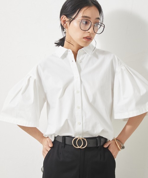 CHIC STYLE（シックスタイル）の「＜大きいサイズ＞綿１００％ボリュームスリーブシャツ シックスタイル（シャツ/ブラウス・レディース・オフホワイト/ベージュ・4L/LL/3L/5L/L）」の2枚目の写真