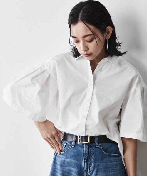 CHIC STYLE（シックスタイル）の「＜大きいサイズ＞綿１００％ボリュームスリーブシャツ シックスタイル（シャツ/ブラウス・レディース・オフホワイト/ベージュ・4L/LL/3L/5L/L）」の3枚目の写真