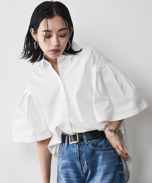 CHIC STYLE（シックスタイル）の「＜大きいサイズ＞綿１００％ボリュームスリーブシャツ シックスタイル（シャツ/ブラウス・レディース・オフホワイト/ベージュ・4L/LL/3L/5L/L）」の5枚目の写真