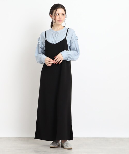 Cutie Blonde（キューティーブロンド）の「◆【甘すぎない！大人のためのデザインブラウス】ヴィンテージサテン フリル付きバンドカラー（シャツ/ブラウス・レディース・ライトブルー/ホワイト系・01/02/03）」の22枚目の写真