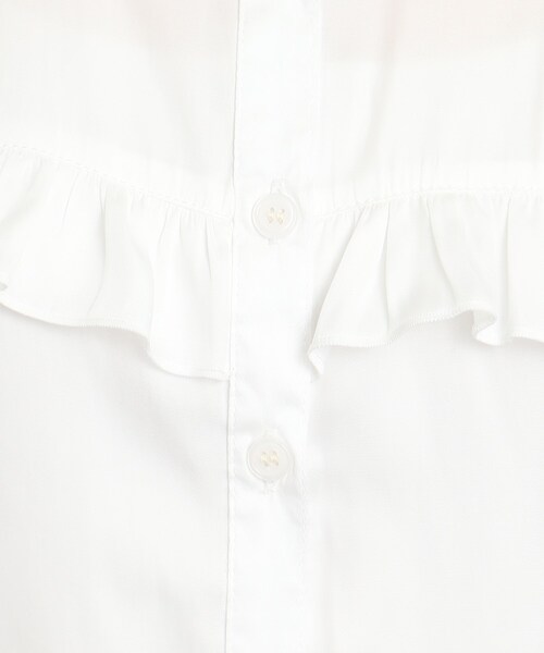 Cutie Blonde（キューティーブロンド）の「◆【甘すぎない！大人のためのデザインブラウス】ヴィンテージサテン フリル付きバンドカラー（シャツ/ブラウス・レディース・ライトブルー/ホワイト系・01/02/03）」の17枚目の写真