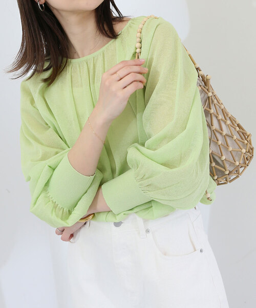 シアー袖ボリュームニット【手洗い可能】