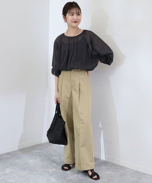 シアー袖ボリュームニット【手洗い可能】