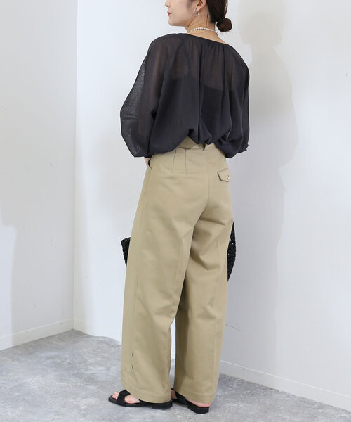 シアー袖ボリュームニット【手洗い可能】