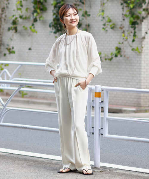 シアー袖ボリュームニット【手洗い可能】