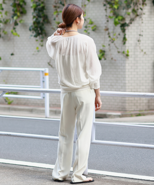 シアー袖ボリュームニット【手洗い可能】