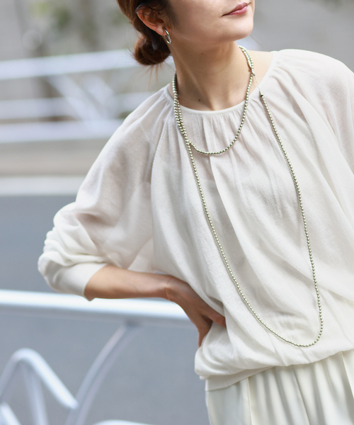 シアー袖ボリュームニット【手洗い可能】