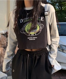 切り替え配色短丈ロンT(se)