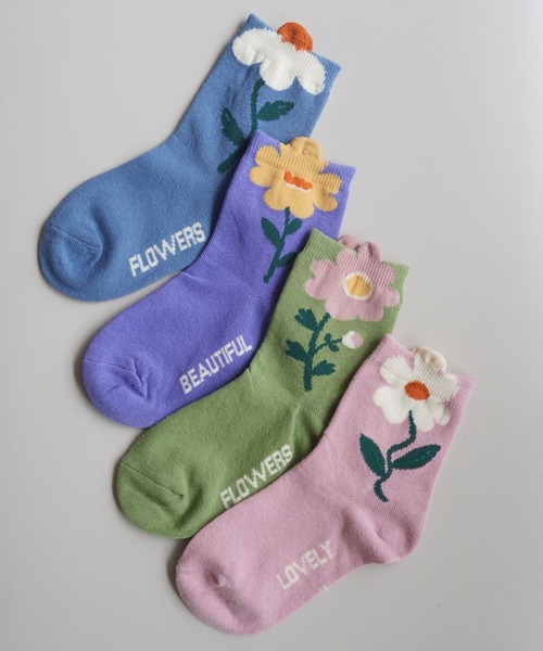 Bambin（ボンバン）の「【 Bambin / ボンバン 】 フラワー デザイン ソックス 4足セット（ソックス/靴下・キッズ・A/B・M/L/XL/XXL）」の4枚目の写真