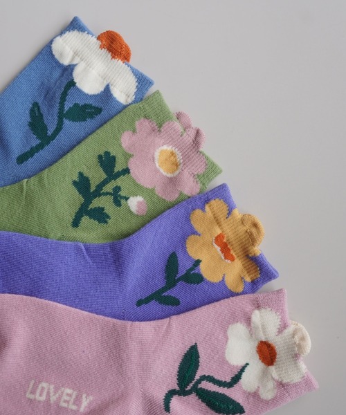Bambin（ボンバン）の「【 Bambin / ボンバン 】 フラワー デザイン ソックス 4足セット（ソックス/靴下・キッズ・A/B・M/L/XL/XXL）」の5枚目の写真