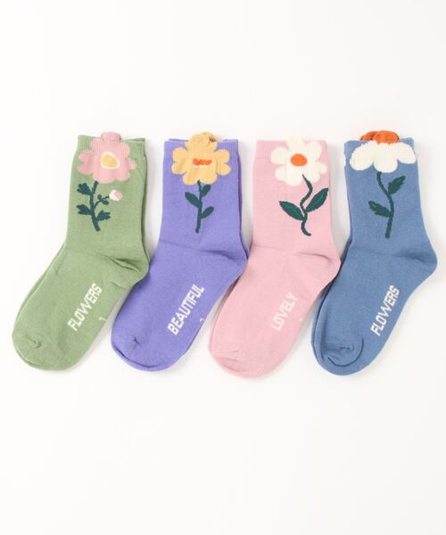Bambin（ボンバン）の「【 Bambin / ボンバン 】 フラワー デザイン ソックス 4足セット（ソックス/靴下・キッズ・A/B・M/L/XL/XXL）」の9枚目の写真