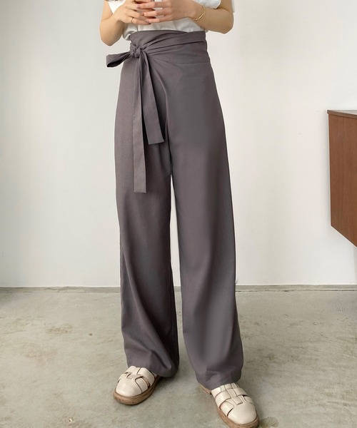 callautia（カラウティア）の「ラップリネン混ワイドパンツ（その他パンツ・レディース・ダークブラウン/アイボリー/ブラック/グレイッシュベージュ/グレー・SMALL/MEDIUM/LARGE/X-LARGE）」の17枚目の写真