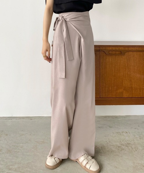 プラージュの薄手のコットンデニムパンツ リネン混ワイドパンツ mp12049- リネン混デニムワイドバルーンパンツ（デニムパンツ