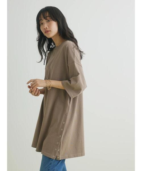 CRAFT STANDARD BOUTIQUE(クラフトスタンダードブティック)の「リングドットチュニック(Tシャツ/カットソー・レディース・ホワイト/モカ/ブラック/カーキ・FREE)」の5枚目の写真