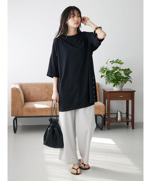CRAFT STANDARD BOUTIQUE(クラフトスタンダードブティック)の「リングドットチュニック(Tシャツ/カットソー・レディース・ホワイト/モカ/ブラック/カーキ・FREE)」の11枚目の写真