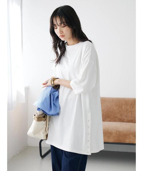 CRAFT STANDARD BOUTIQUE(クラフトスタンダードブティック)の「リングドットチュニック(Tシャツ/カットソー・レディース・ホワイト/モカ/ブラック/カーキ・FREE)」の7枚目の写真