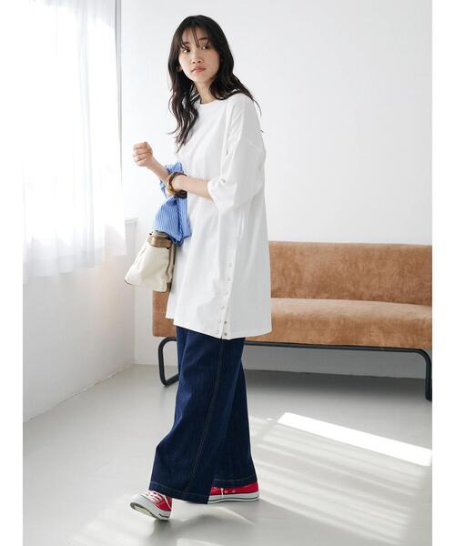 CRAFT STANDARD BOUTIQUE(クラフトスタンダードブティック)の「リングドットチュニック(Tシャツ/カットソー・レディース・ホワイト/モカ/ブラック/カーキ・FREE)」の17枚目の写真