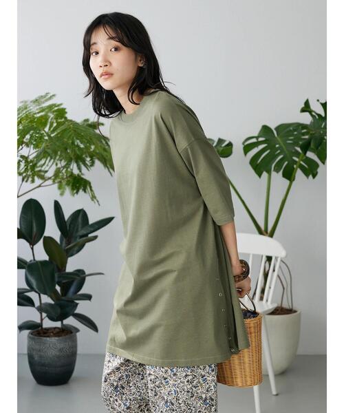 CRAFT STANDARD BOUTIQUE(クラフトスタンダードブティック)の「リングドットチュニック(Tシャツ/カットソー・レディース・ホワイト/モカ/ブラック/カーキ・FREE)」の12枚目の写真