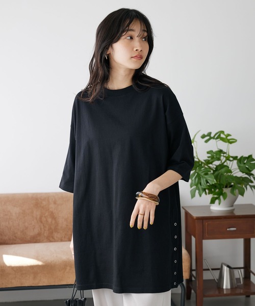 CRAFT STANDARD BOUTIQUE(クラフトスタンダードブティック)の「リングドットチュニック(Tシャツ/カットソー・レディース・ホワイト/モカ/ブラック/カーキ・FREE)」の3枚目の写真