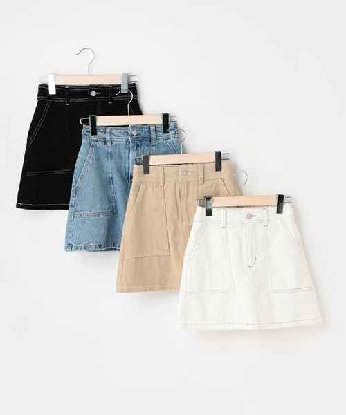 LOVETOXIC（ラブトキシック）の「台形スカパン（スカート・キッズ・ブラック/ブルー/ベージュ/オフホワイト・L/M/S）」の17枚目の写真