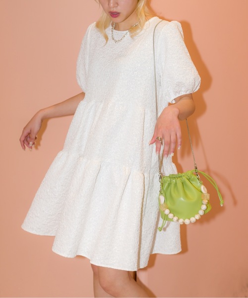 SpRay（スプレイ）の「ふくれティアードミニワンピース（ワンピース・レディース・ホワイト/ブラック・FREE）」の10枚目の写真