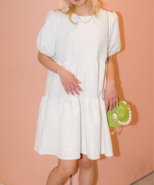 SpRay（スプレイ）の「ふくれティアードミニワンピース（ワンピース・レディース・ホワイト/ブラック・FREE）」の11枚目の写真