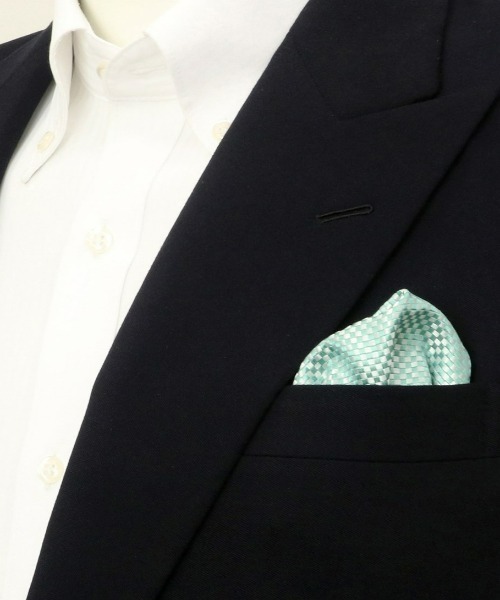TOKYO SHIRTS（トウキョウシャツ）の「バスケット織 ベーシック ポケットチーフ（ポケットチーフ・メンズ・ブルーグリーン/オレンジ/エメラルド/ワインレッド/イエロー/エンジ/ライトピンク/ネイビー/ダークグレー/ロイヤルブルー/サックスブルー/ホワイト/パープル/シルバー・FREE）」の4枚目の写真