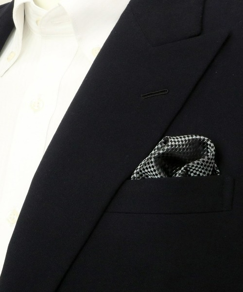 TOKYO SHIRTS（トウキョウシャツ）の「バスケット織 ベーシック ポケットチーフ（ポケットチーフ・メンズ・ブルーグリーン/オレンジ/エメラルド/ワインレッド/イエロー/エンジ/ライトピンク/ネイビー/ダークグレー/ロイヤルブルー/サックスブルー/ホワイト/パープル/シルバー・FREE）」の3枚目の写真