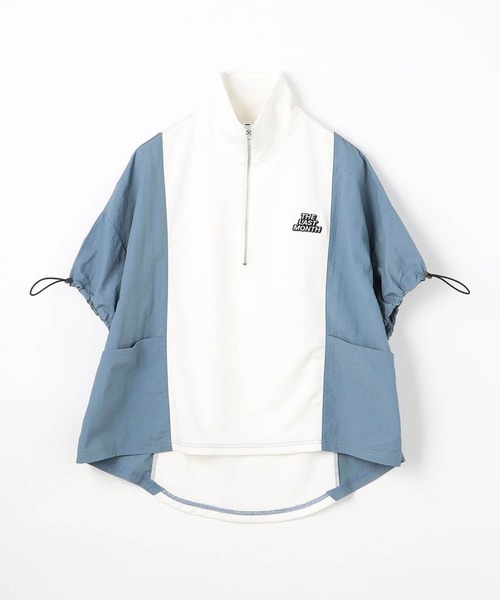 179/WG（イチナナキュウダブルジー）の「異素材切り替えハーフジッププルオーバー（Tシャツ/カットソー・レディース・ブラック/ベージュ系/ブルー系・FREE）」の6枚目の写真