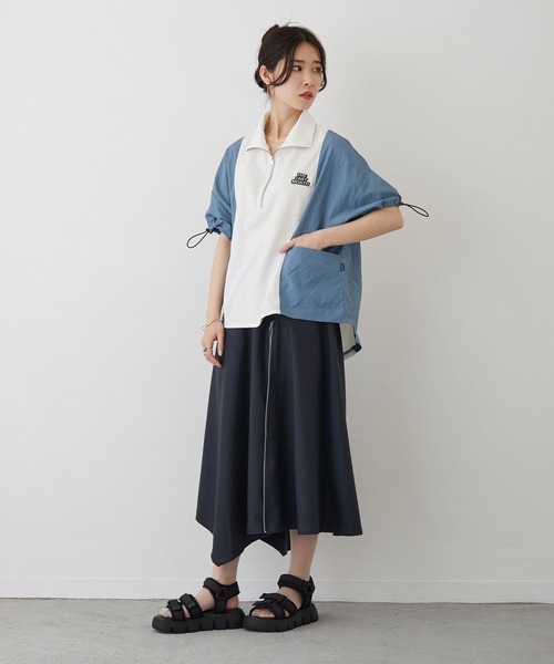 179/WG（イチナナキュウダブルジー）の「異素材切り替えハーフジッププルオーバー（Tシャツ/カットソー・レディース・ブラック/ベージュ系/ブルー系・FREE）」の15枚目の写真