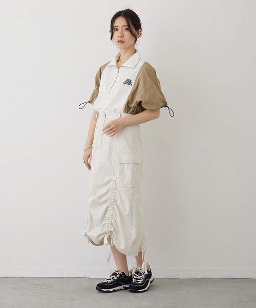 179/WG（イチナナキュウダブルジー）の「異素材切り替えハーフジッププルオーバー（Tシャツ/カットソー・レディース・ブラック/ベージュ系/ブルー系・FREE）」の19枚目の写真