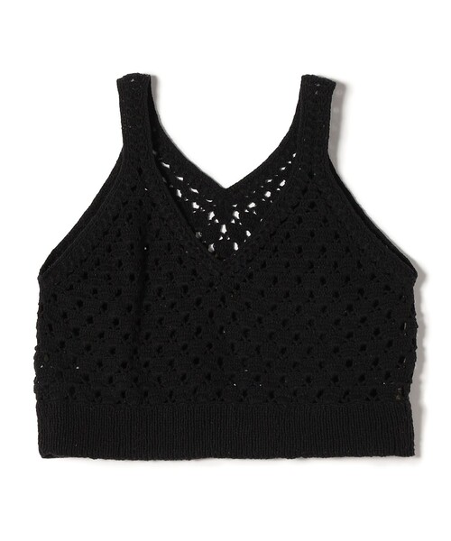 WARREN SCOTT（ワレーンスコット）の「【SHIPS別注】WARREN SCOTT:〈手洗い可能〉クロシェ ニット キャミ（ニット/セーター・レディース・ブラック/ナチュラル・ONE SIZE）」の2枚目の写真