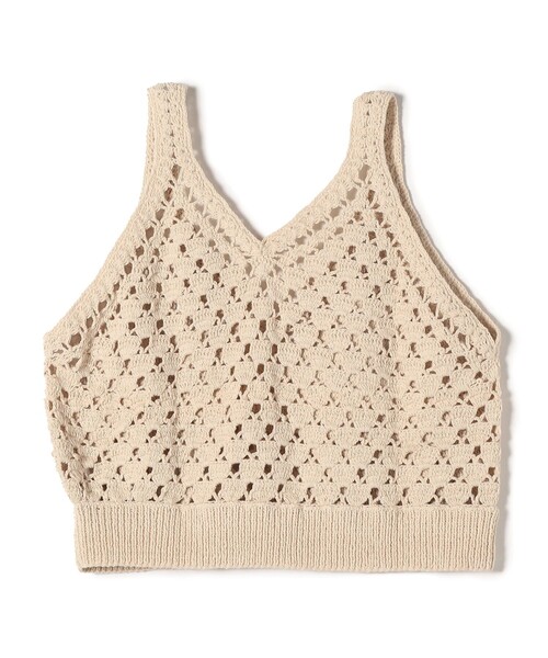 WARREN SCOTT（ワレーンスコット）の「【SHIPS別注】WARREN SCOTT:〈手洗い可能〉クロシェ ニット キャミ（ニット/セーター・レディース・ブラック/ナチュラル・ONE SIZE）」の9枚目の写真