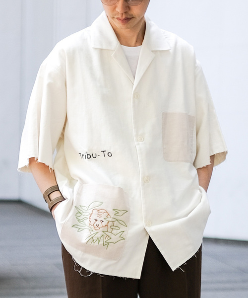 EDIFICE(エディフィス)の「【Tribu-To for LA BOUCLE】別注 アニマルズシャツ(シャツ/ブラウス・メンズ・ベージュ系その他/ベージュ・MEDIUM/LARGE)」の4枚目の写真
