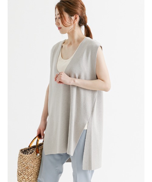 Te chichi（テチチ）の「チュニックニットベスト（ベスト・レディース・ブラック/オフホワイト/グレー・ﾌﾘ-）」の3枚目の写真