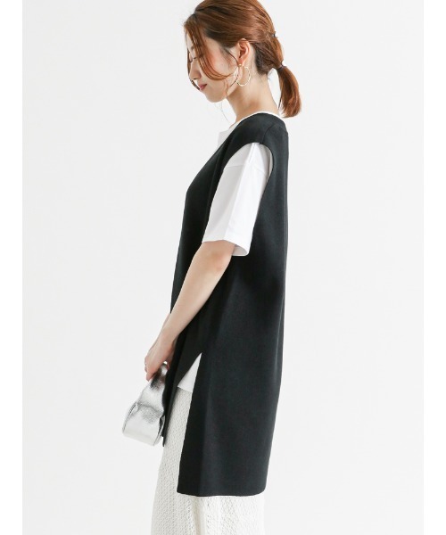 Te chichi（テチチ）の「チュニックニットベスト（ベスト・レディース・ブラック/オフホワイト/グレー・ﾌﾘ-）」の17枚目の写真