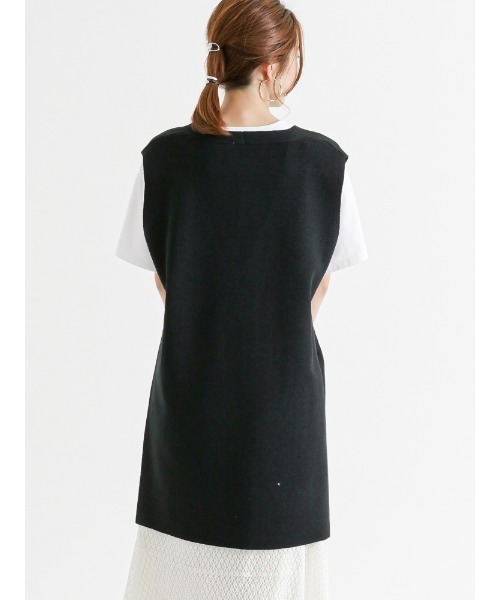 Te chichi（テチチ）の「チュニックニットベスト（ベスト・レディース・ブラック/オフホワイト/グレー・ﾌﾘ-）」の18枚目の写真