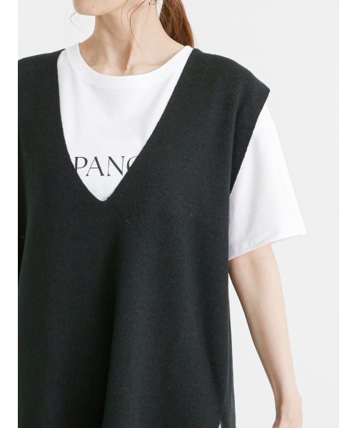 Te chichi（テチチ）の「チュニックニットベスト（ベスト・レディース・ブラック/オフホワイト/グレー・ﾌﾘ-）」の19枚目の写真