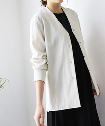 REAL CUBE | リネンライクサマージャケット(ノーカラージャケット)